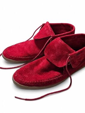 Vans Surf Suede Moccasin Chukka Shoes Red Womens Size 8 Boho